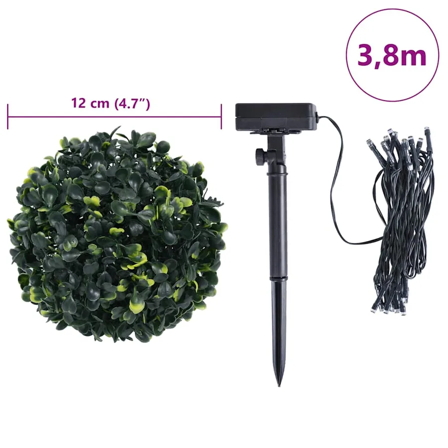 Boules de buis artificielles avec lumières LED 4 pcs vert 12 cm - 9