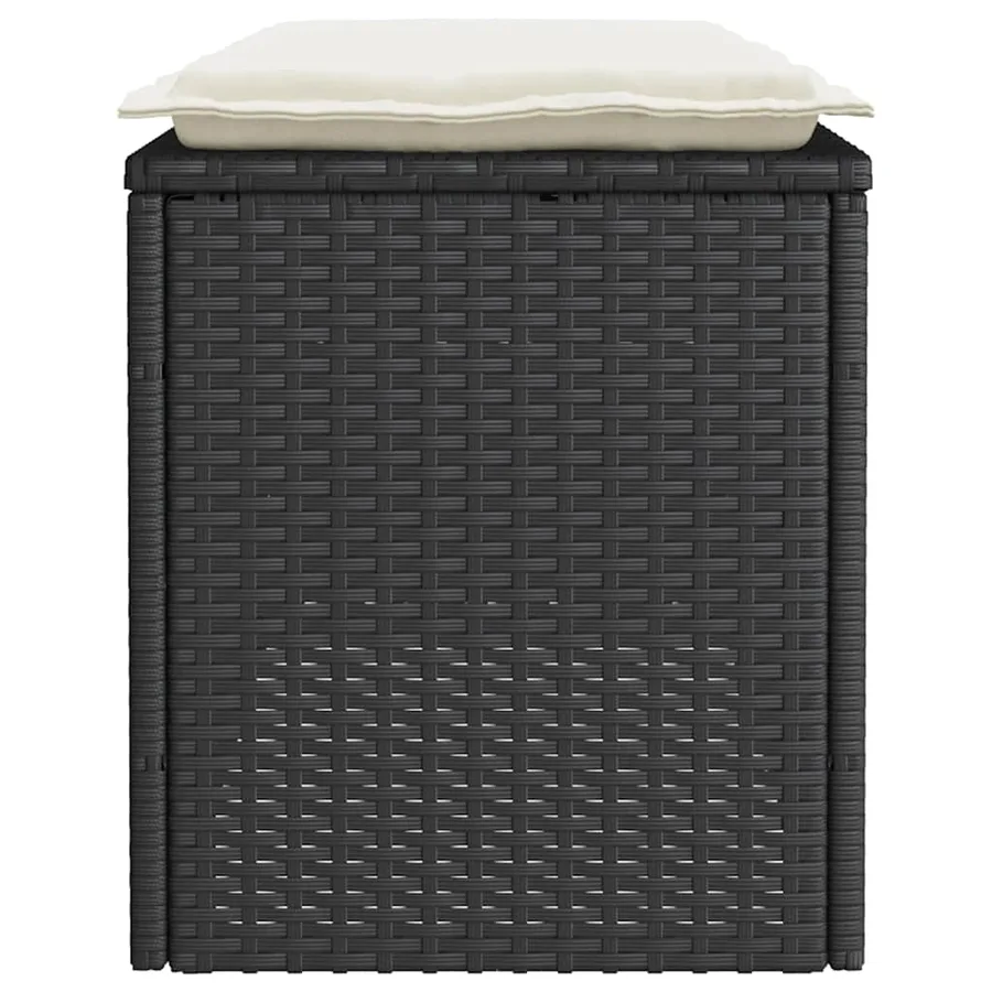 Banc de jardin avec coussin noir 110x40x44 cm résine tressée - 5