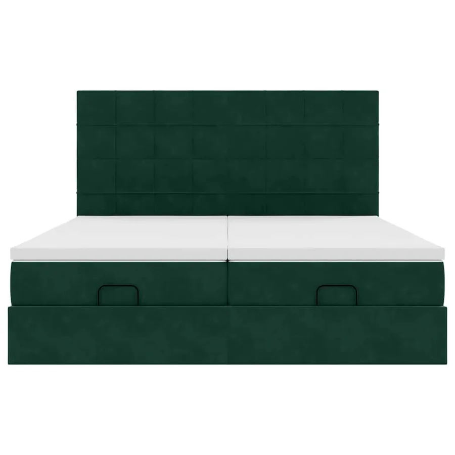Cadre de lit ottoman avec matelas vert foncé 180x200cm velours - 6