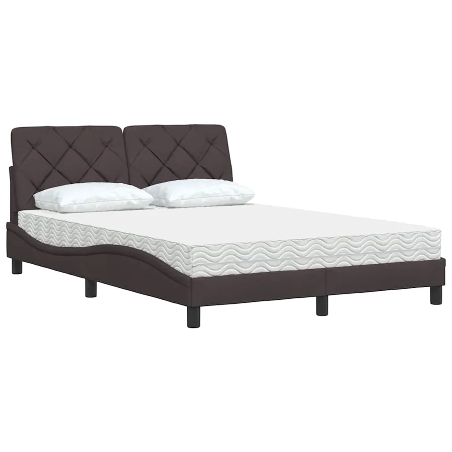 Lit avec matelas marron foncé 120x200 cm tissu - 4