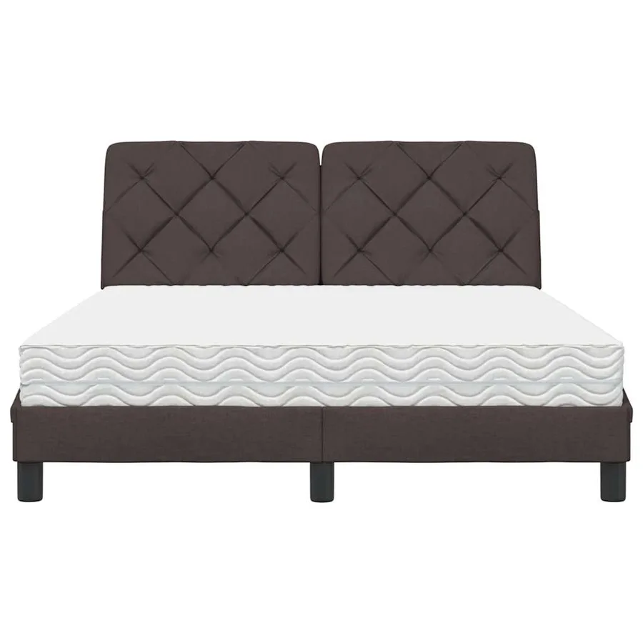 Lit avec matelas marron foncé 120x200 cm tissu - 5