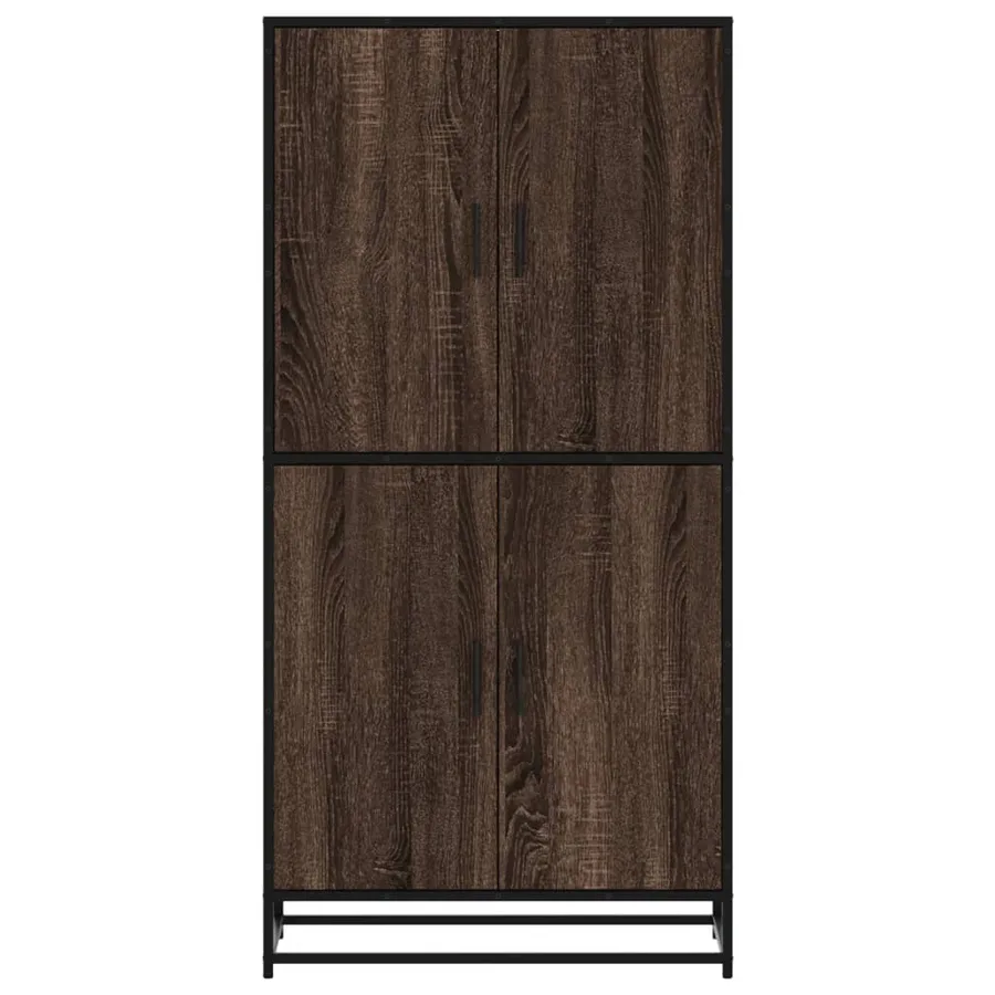 Buffet haut chêne marron 68x35x139 cm bois d'ingénierie - 4