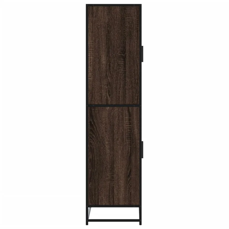 Buffet haut chêne marron 68x35x139 cm bois d'ingénierie - 5