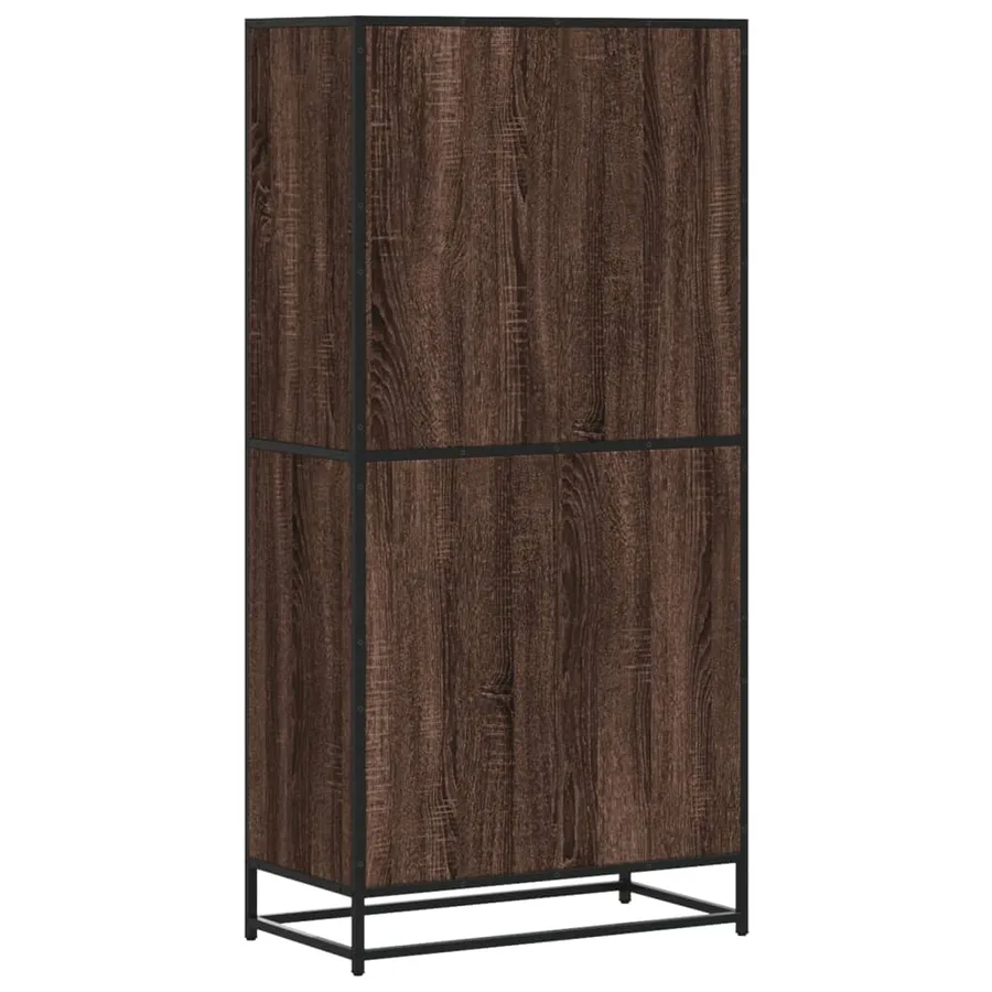 Buffet haut chêne marron 68x35x139 cm bois d'ingénierie - 6