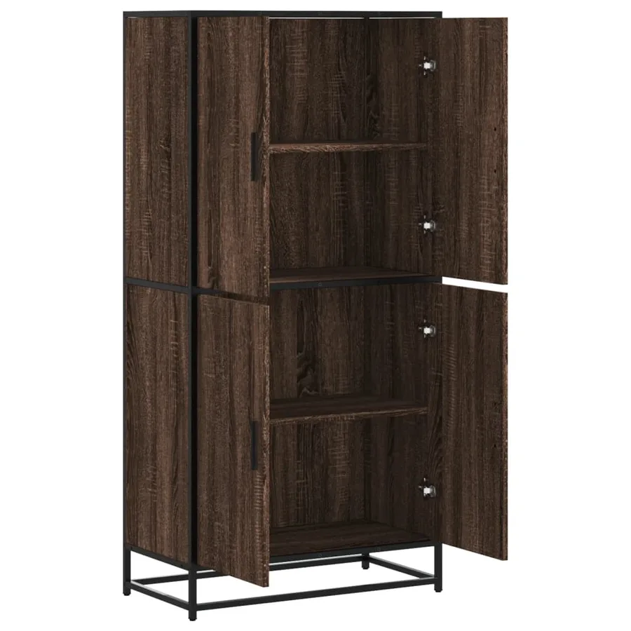 Buffet haut chêne marron 68x35x139 cm bois d'ingénierie - 7