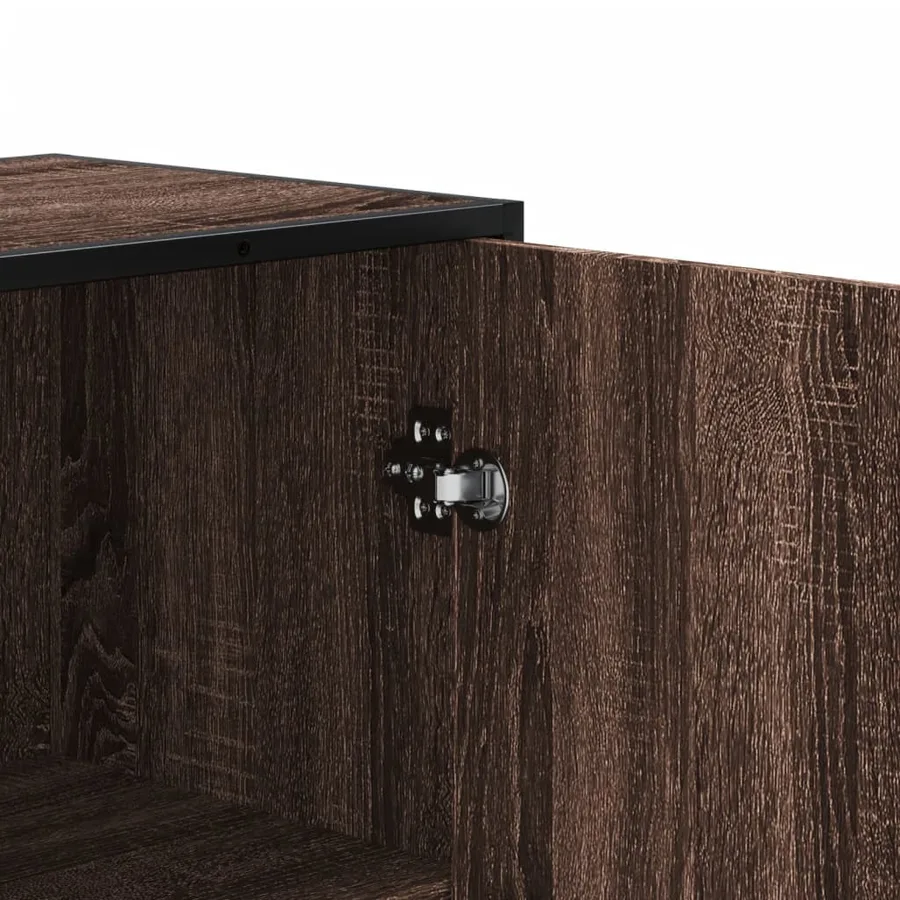 Buffet haut chêne marron 68x35x139 cm bois d'ingénierie - 8