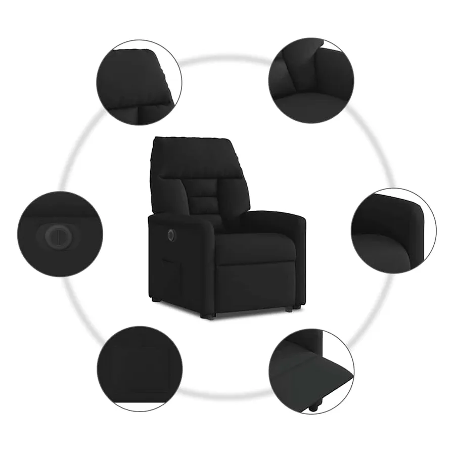 Fauteuil inclinable électrique noir tissu - 11