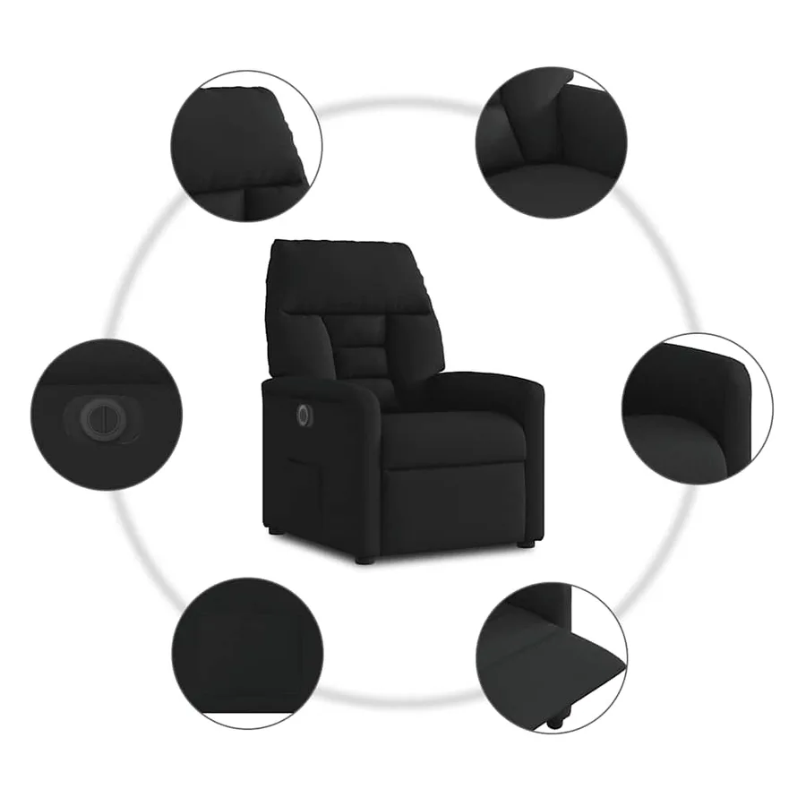 Fauteuil inclinable électrique Noir Tissu - 10