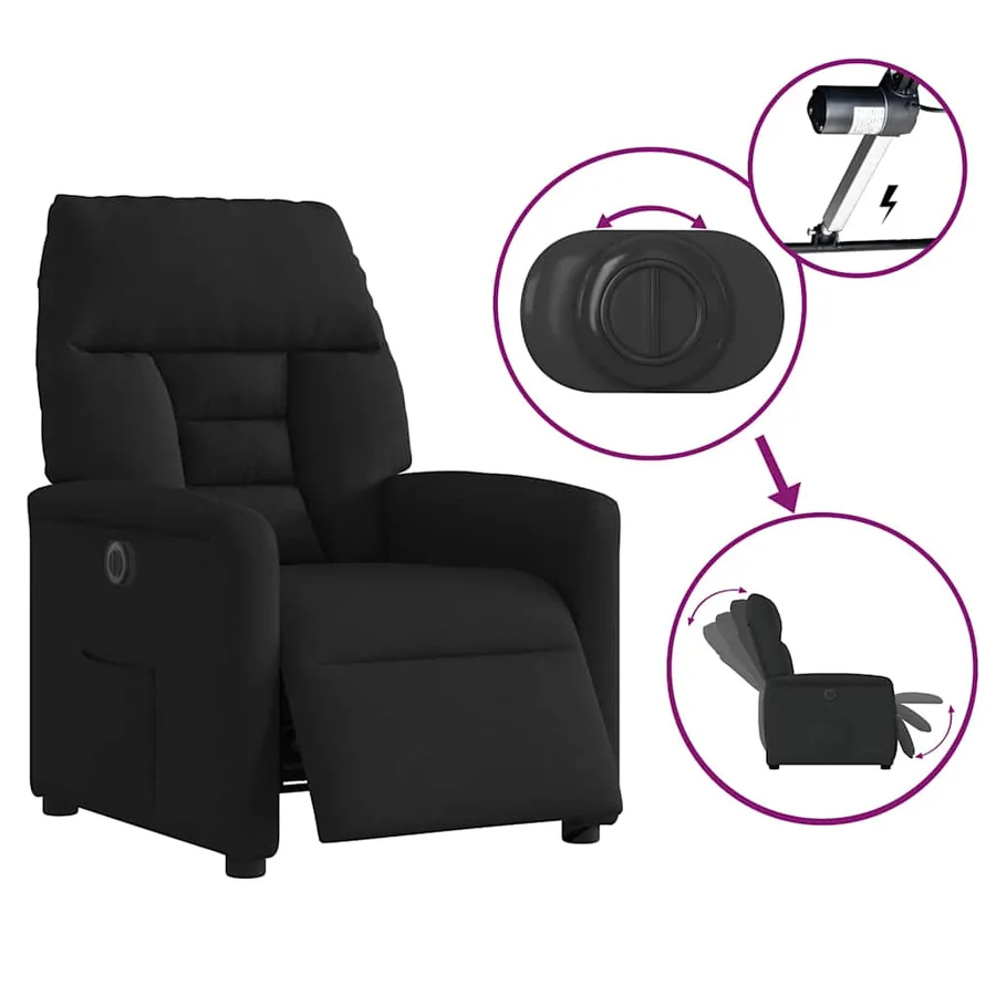 Fauteuil inclinable électrique Noir Tissu - 9