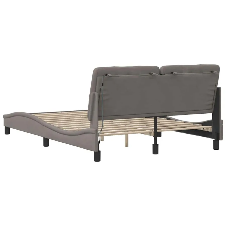Cadre de lit avec LED sans matelas taupe 140x190 cm tissu - 10