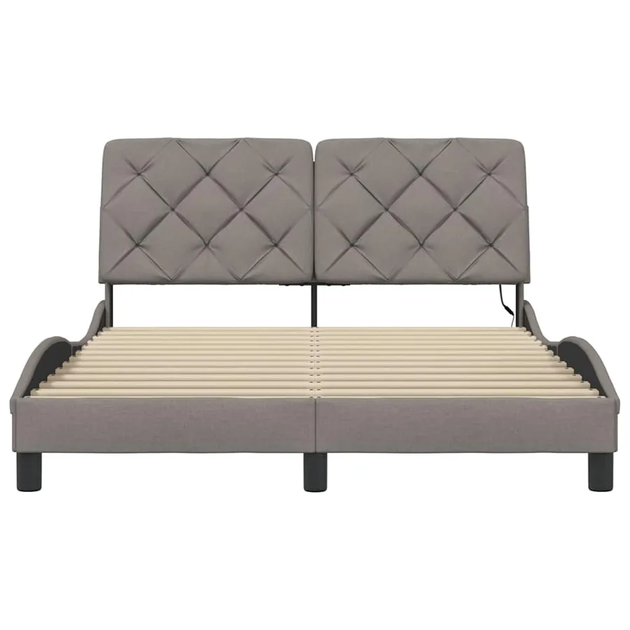 Cadre de lit avec LED sans matelas taupe 140x190 cm tissu - 5