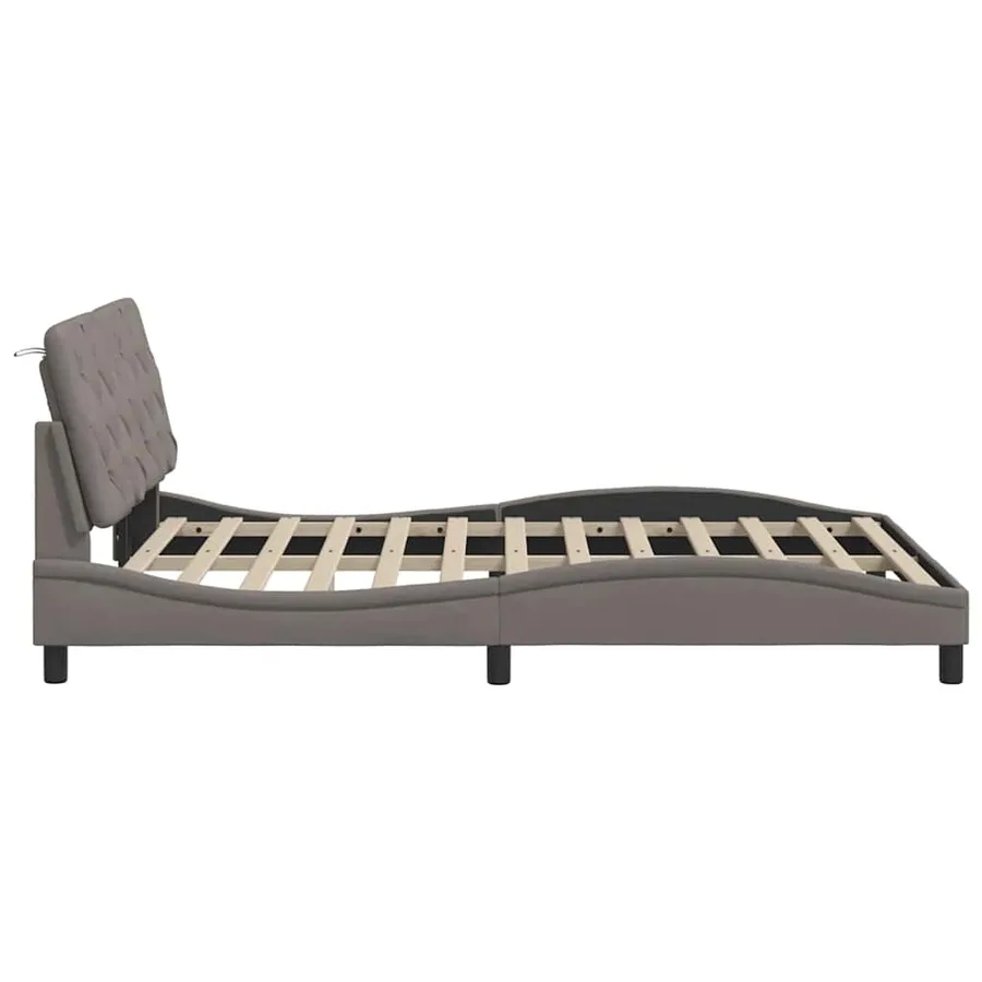 Cadre de lit avec LED sans matelas taupe 140x190 cm tissu - 8