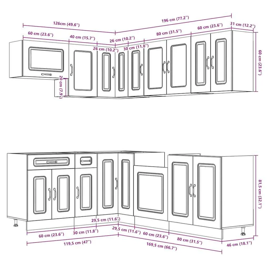 Ensemble d'armoires de cuisine 11 pcs Kalmar bois d'ingénierie - 8