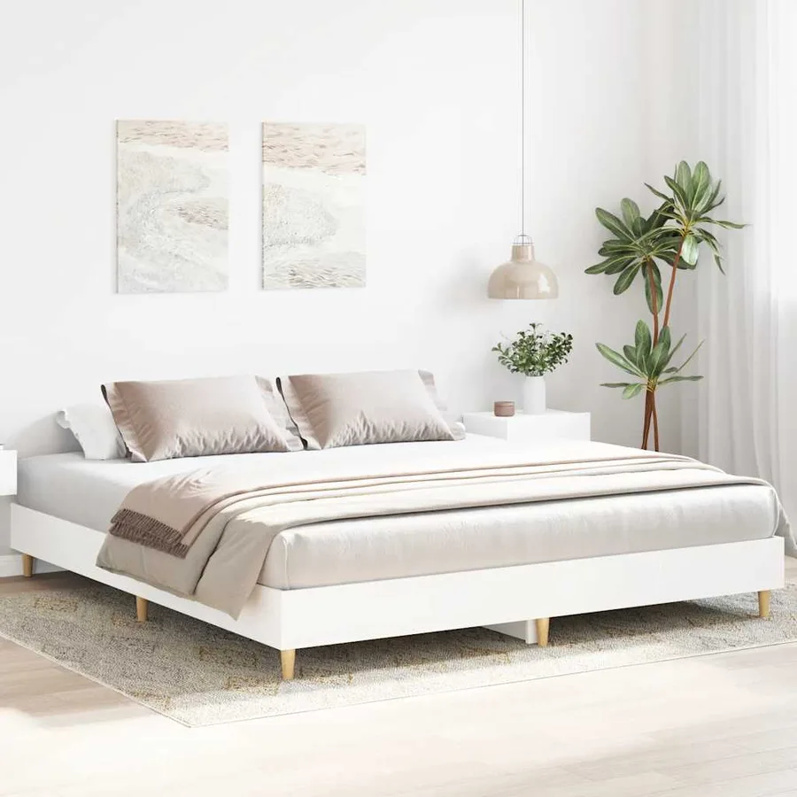 Cadre de lit sans matelas blanc 180x200 cm bois d'ingénierie - 3