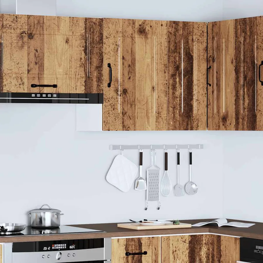 Armoire murale de cuisine Kalmar vieux bois bois d'ingénierie - 4