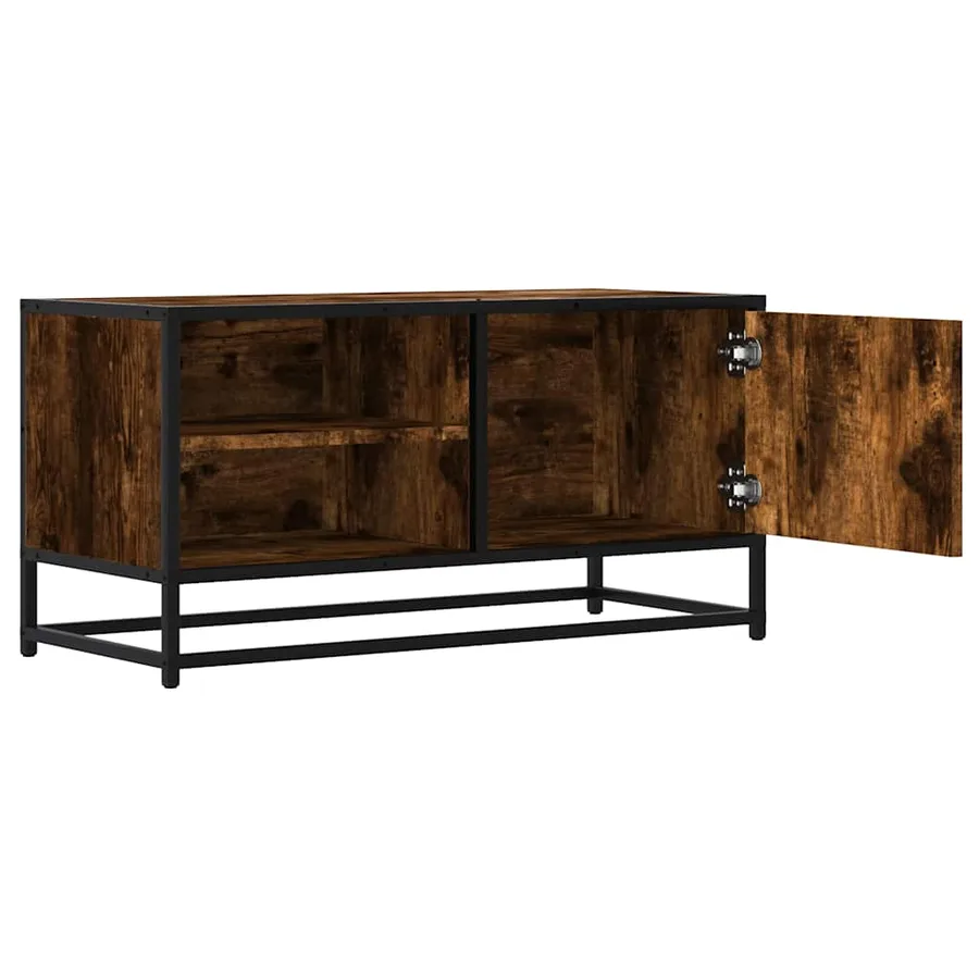Meuble TV chêne fumé 80x34,5x40 cm bois d'ingénierie et métal - 7