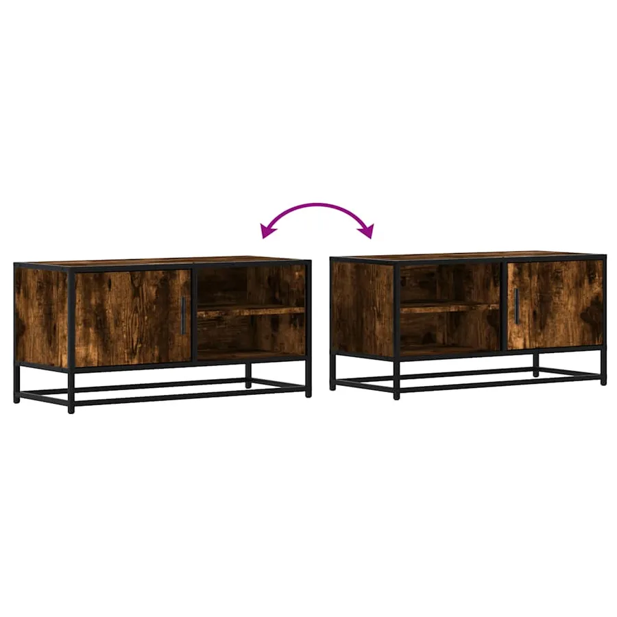 Meuble TV chêne fumé 80x34,5x40 cm bois d'ingénierie et métal - 8