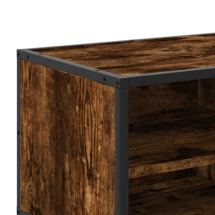 Meuble TV chêne fumé 80x34,5x40 cm bois d'ingénierie et métal - 9
