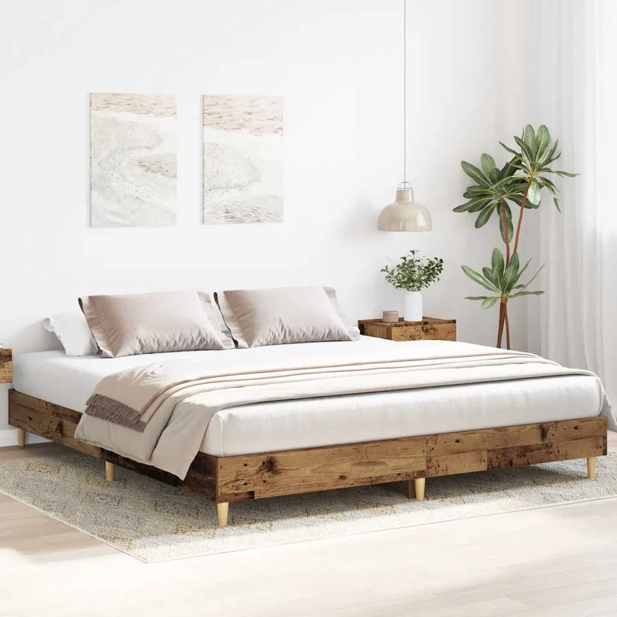 Cadre de lit sans matelas vieux bois 180x200 cm bois ingénierie - 3