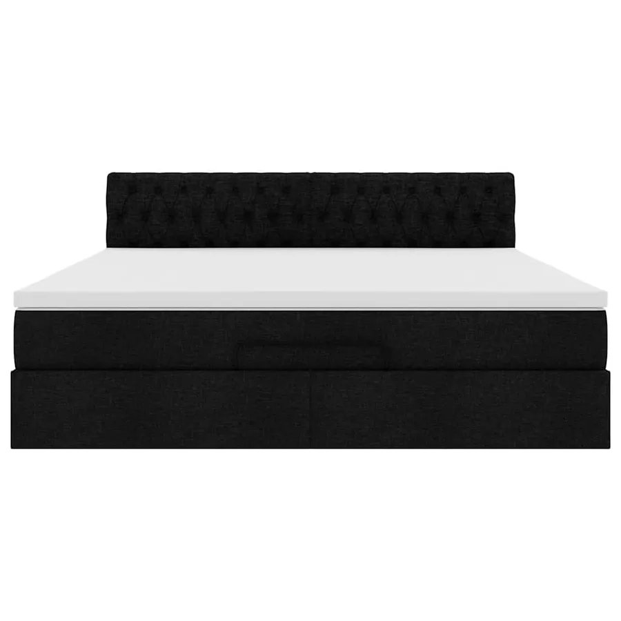 Cadre de lit ottoman avec matelas noir 160x200 cm tissu - 8