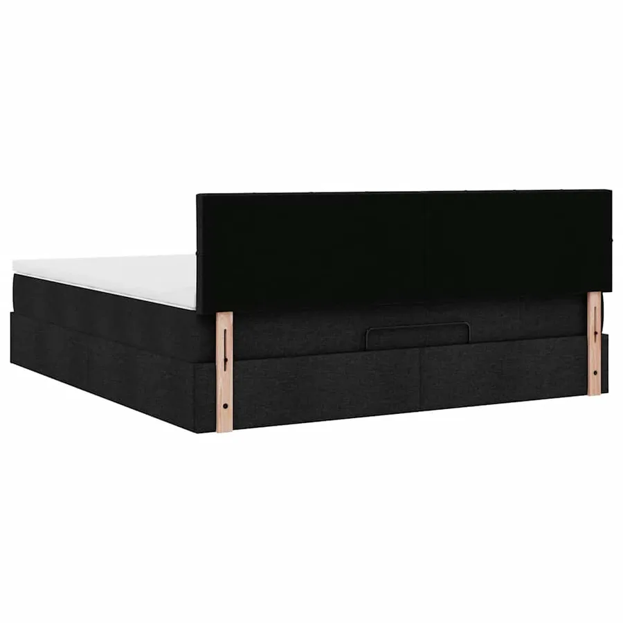 Cadre de lit ottoman avec matelas noir 160x200 cm tissu - 12