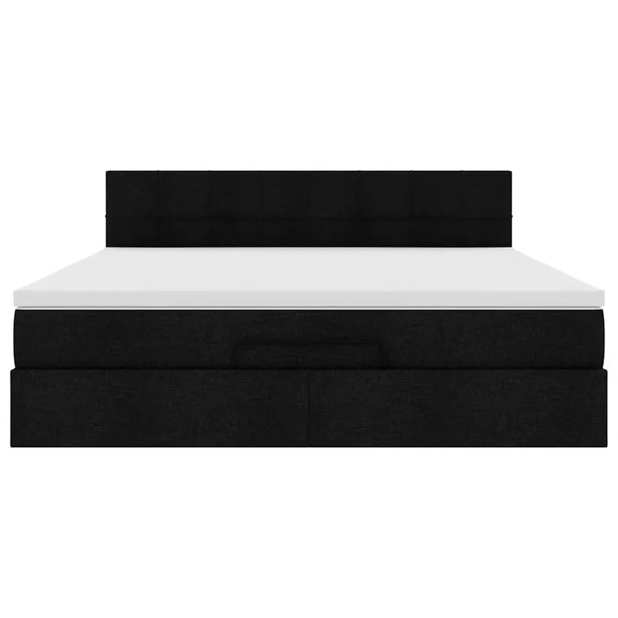 Cadre de lit ottoman avec matelas noir 160x200 cm tissu - 8