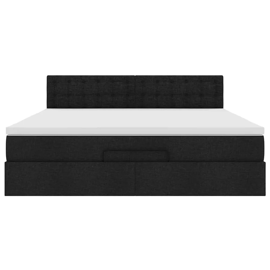 Cadre de lit ottoman avec matelas noir 160x200 cm tissu - 7