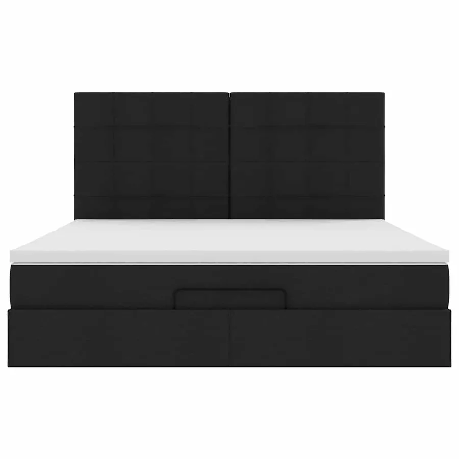 Cadre de lit ottoman avec matelas noir 160x200 cm tissu - 9