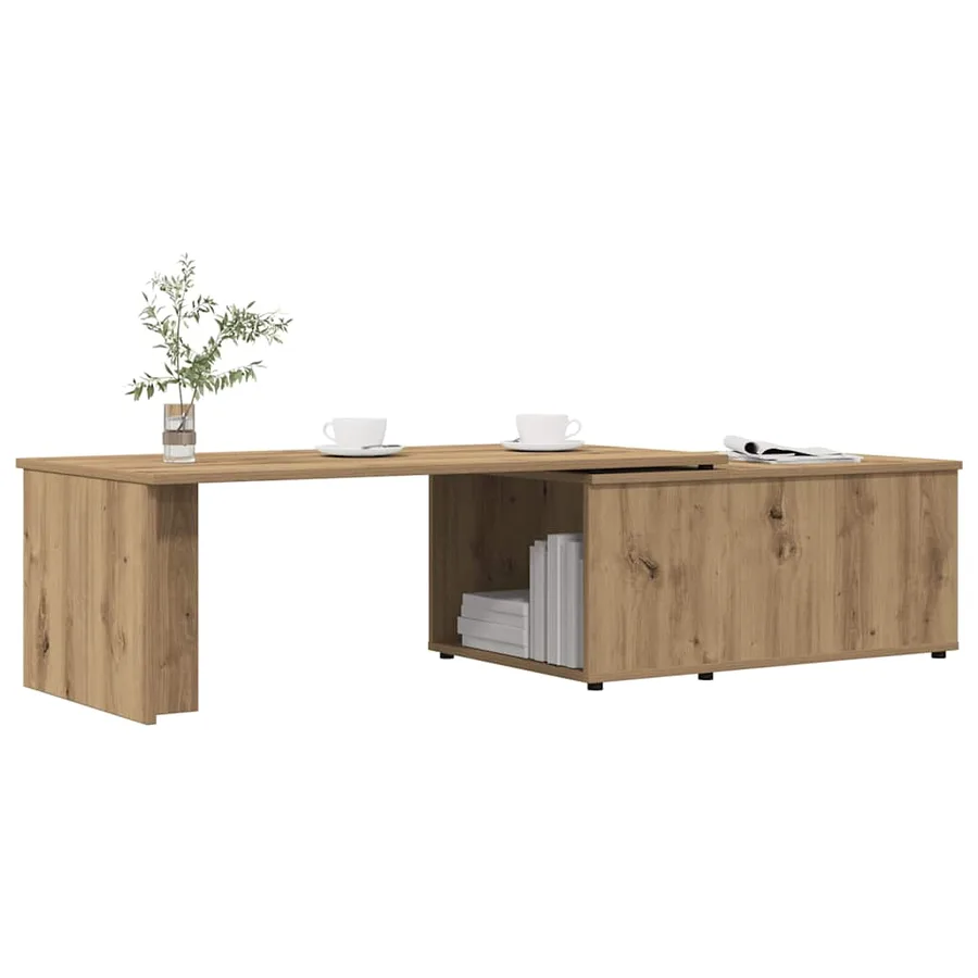 Table basse chêne artisanal 150x50x35 cm bois d'ingénierie - 2