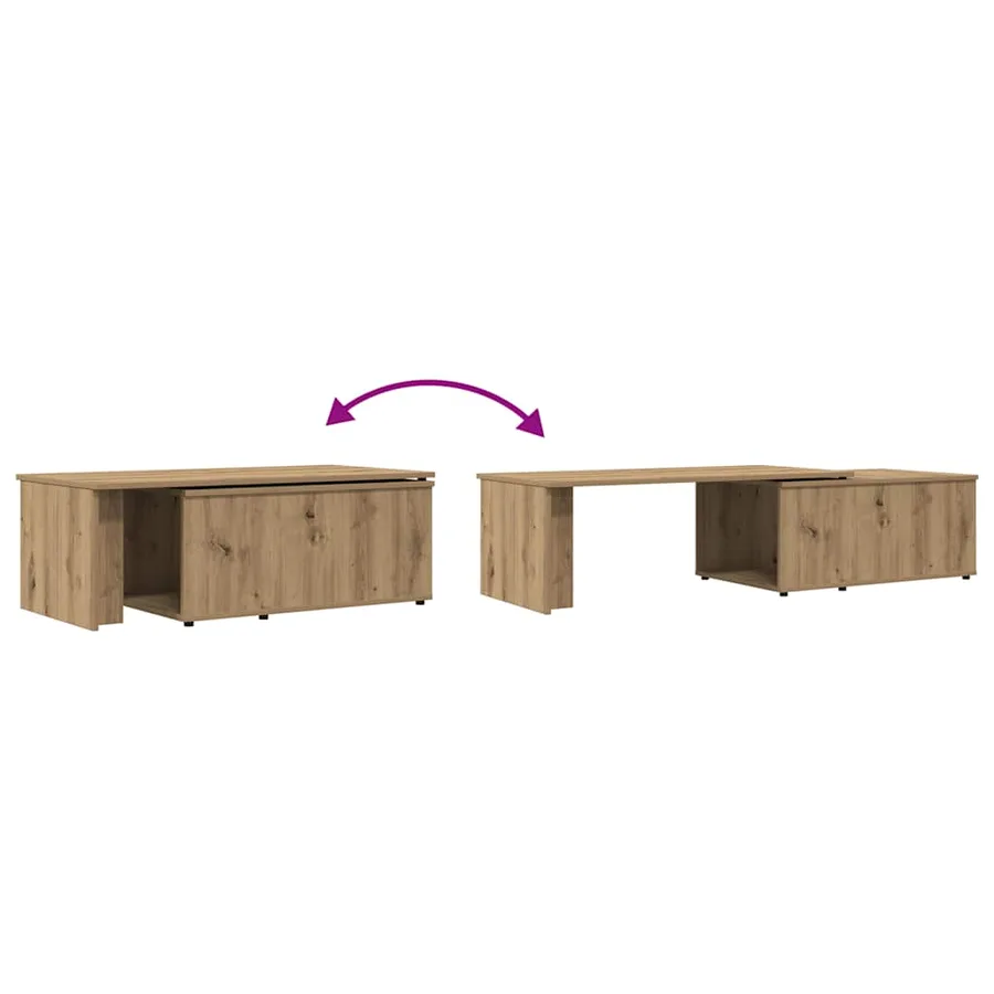 Table basse chêne artisanal 150x50x35 cm bois d'ingénierie - 7