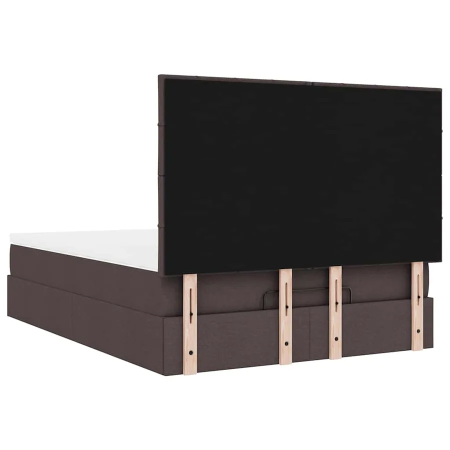 Cadre de lit ottoman avec matelas marron foncé 140x190 cm tissu - 12