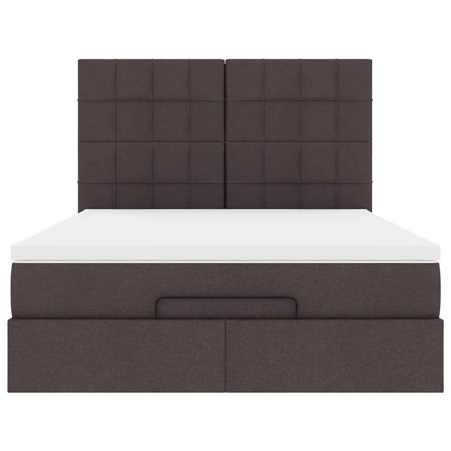 Cadre de lit ottoman avec matelas marron foncé 140x190 cm tissu - 8