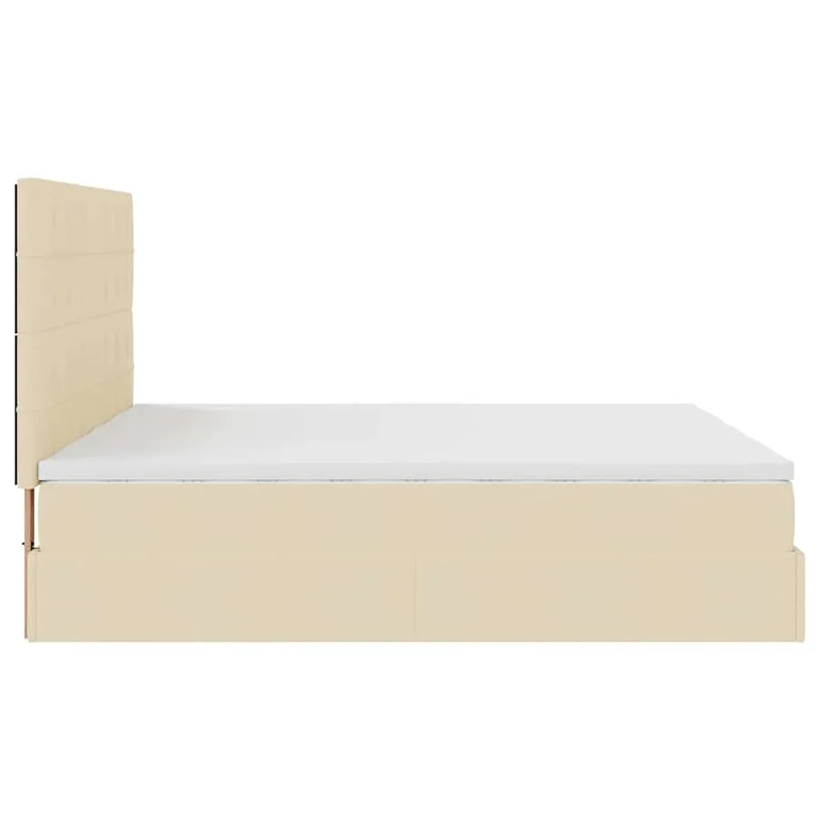 Cadre de lit ottoman avec matelas crème 200x200cm tissu - 8