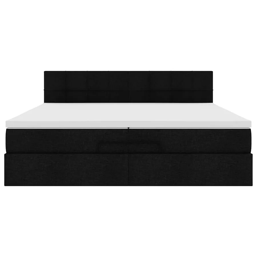 Cadre de lit ottoman avec matelas noir 200x200cm tissu - 8
