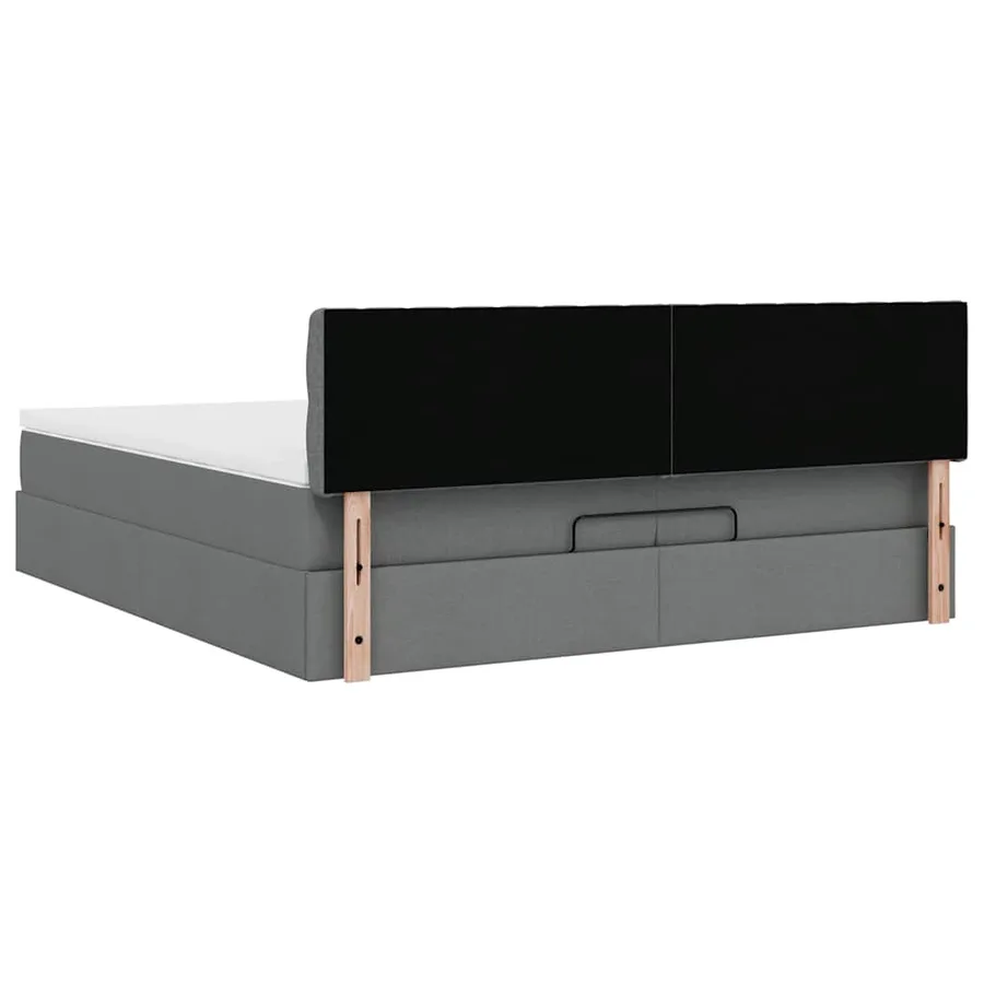 Cadre de lit ottoman avec matelas gris foncé 200x200 cm tissu - 11
