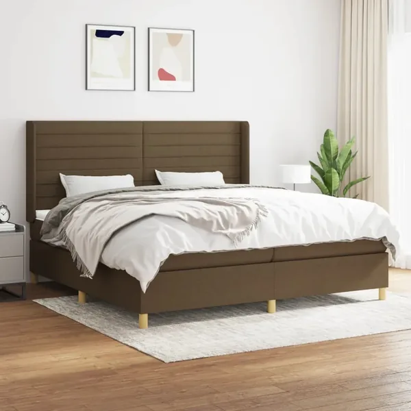 Sommier à lattes de lit avec matelas Marron foncé 200x200 cm