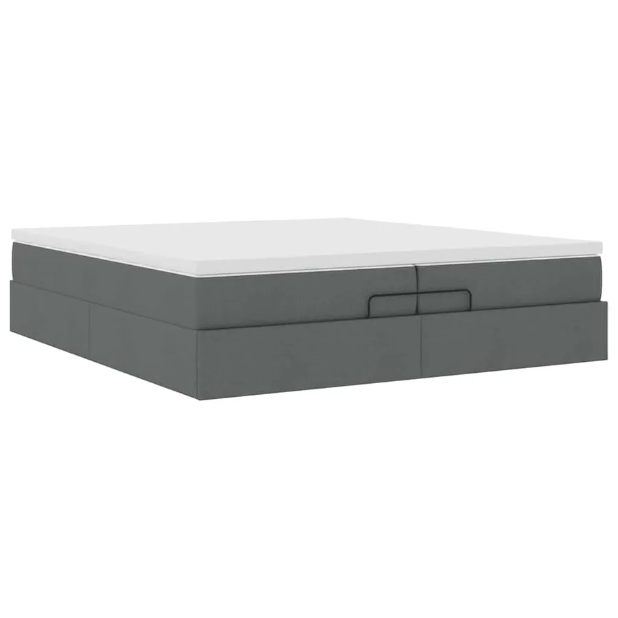 Cadre de lit ottoman avec matelas gris foncé 200x200cm tissu - 6