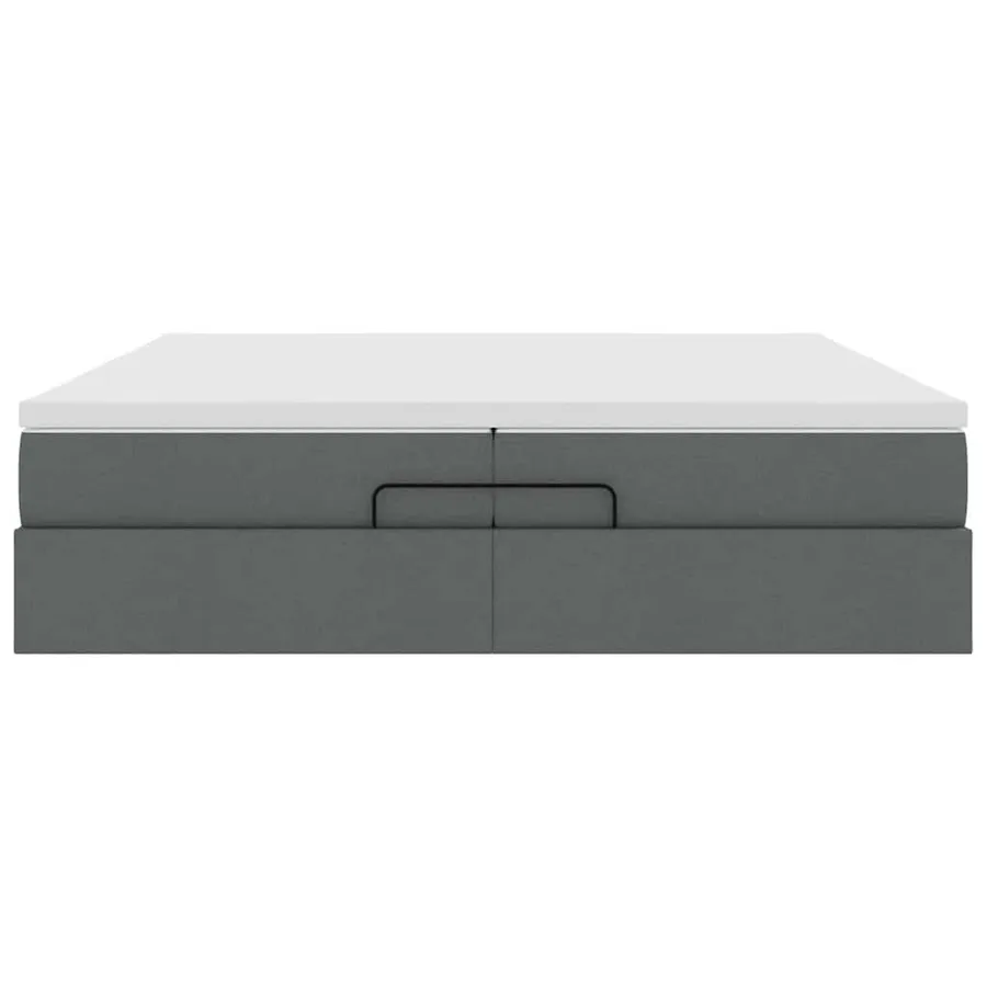 Cadre de lit ottoman avec matelas gris foncé 200x200cm tissu - 7