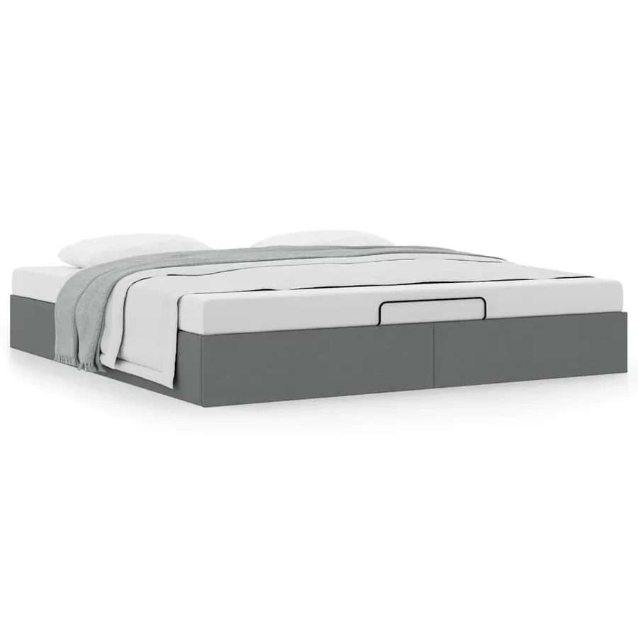 Cadre de lit ottoman sans matelas gris foncé 200x200 cm tissu - 4