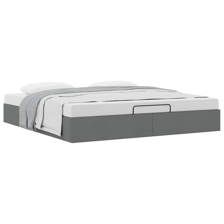 Cadre de lit ottoman sans matelas gris foncé 200x200 cm tissu - 5