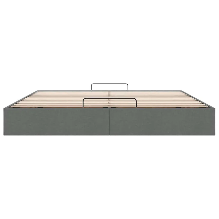 Cadre de lit ottoman sans matelas gris foncé 200x200 cm tissu - 7