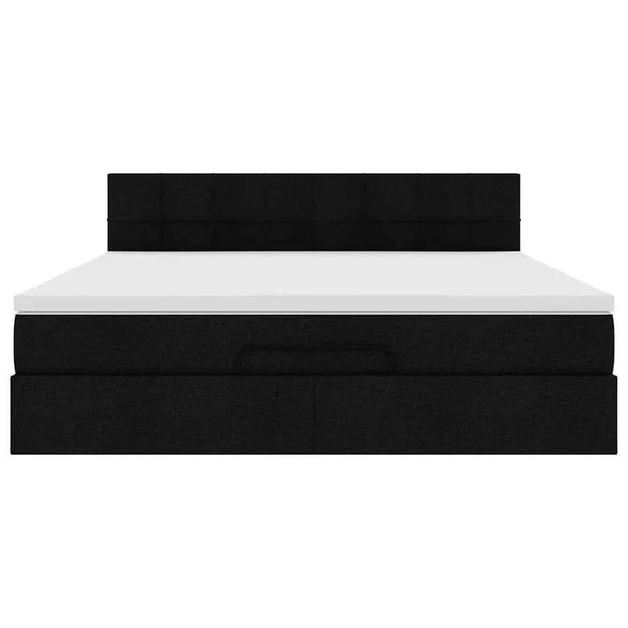 Lit ottoman avec matelas et LED Noir 180x200cm tissu - 8