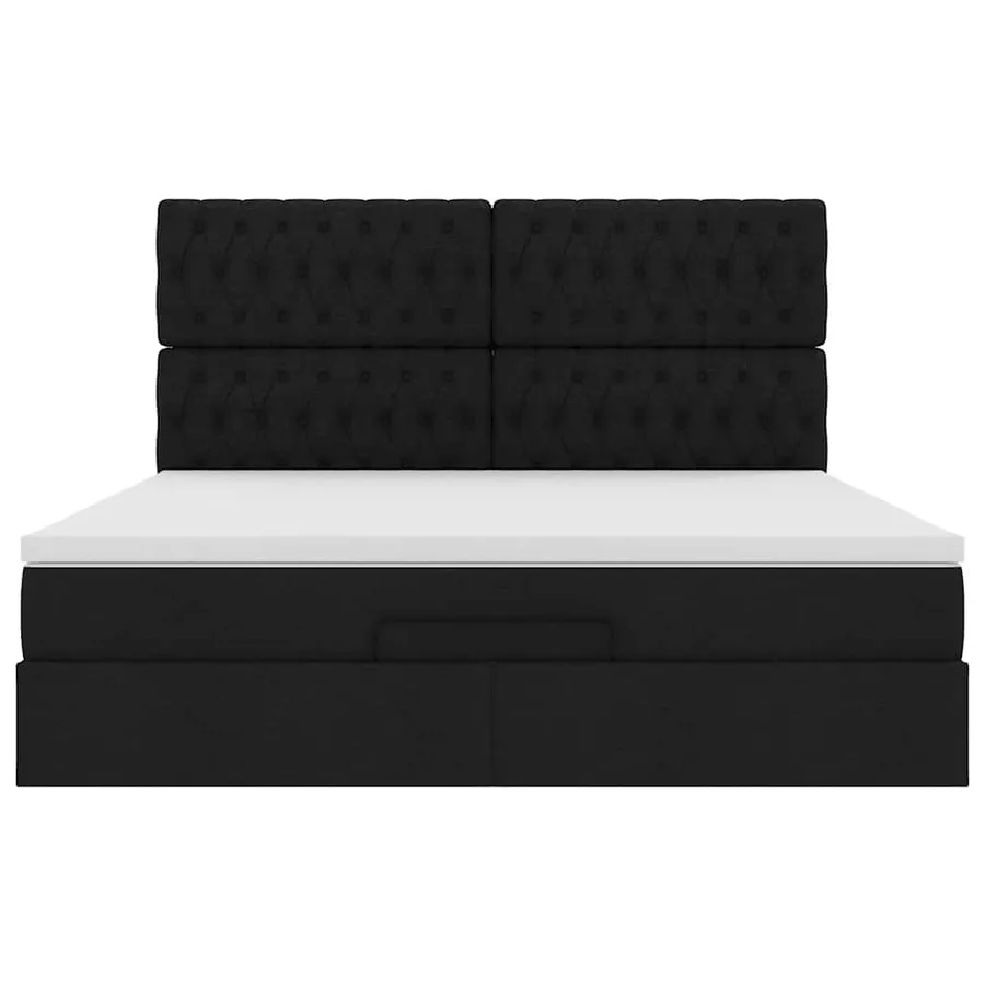 Cadre de lit ottoman avec matelas noir 180x200 cm tissu - 7