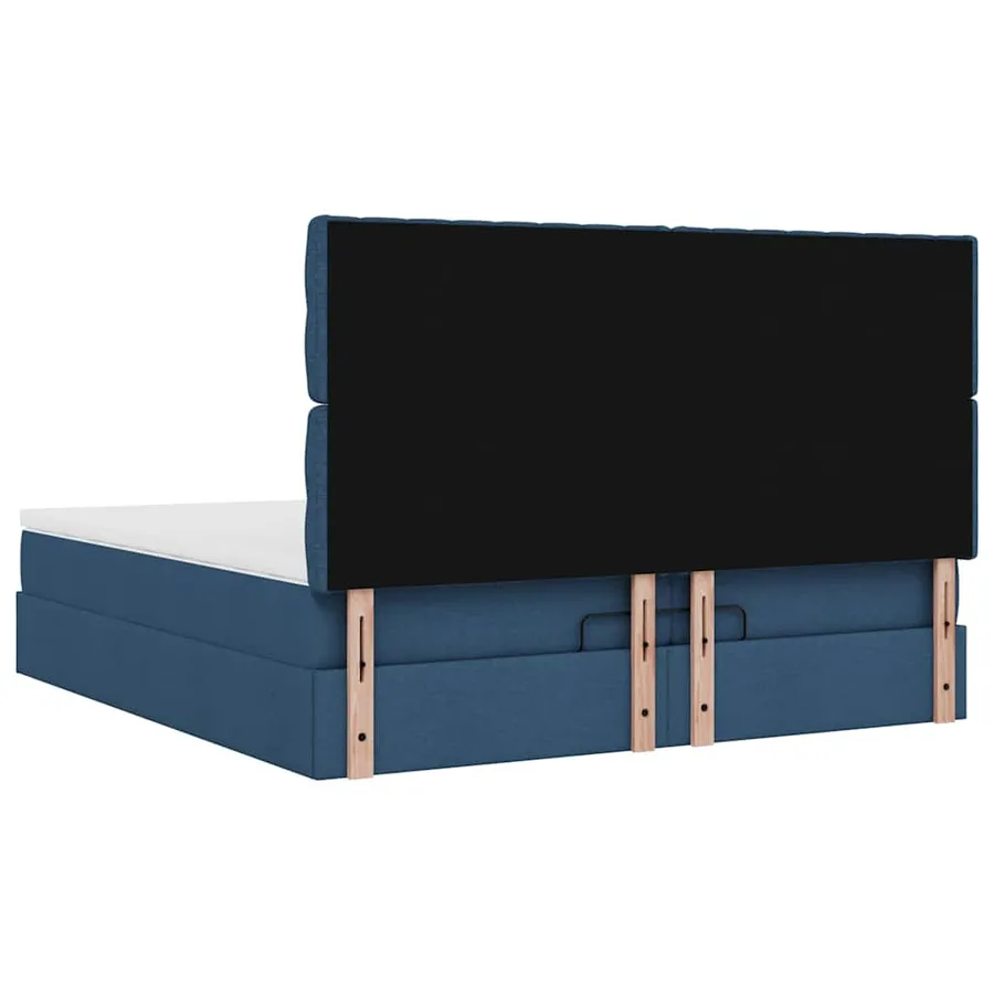 Cadre de lit ottoman avec matelas bleu 200x200cm tissu - 12