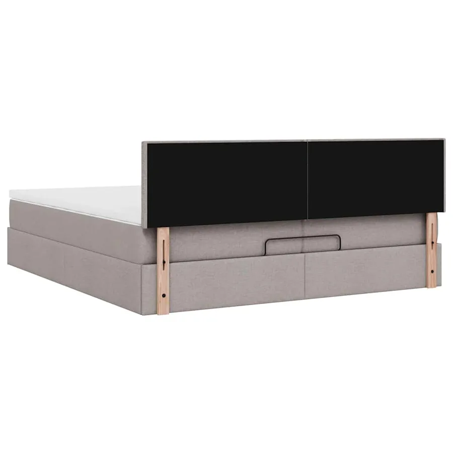 Cadre de lit ottoman avec matelas taupe 200x200 cm tissu - 11