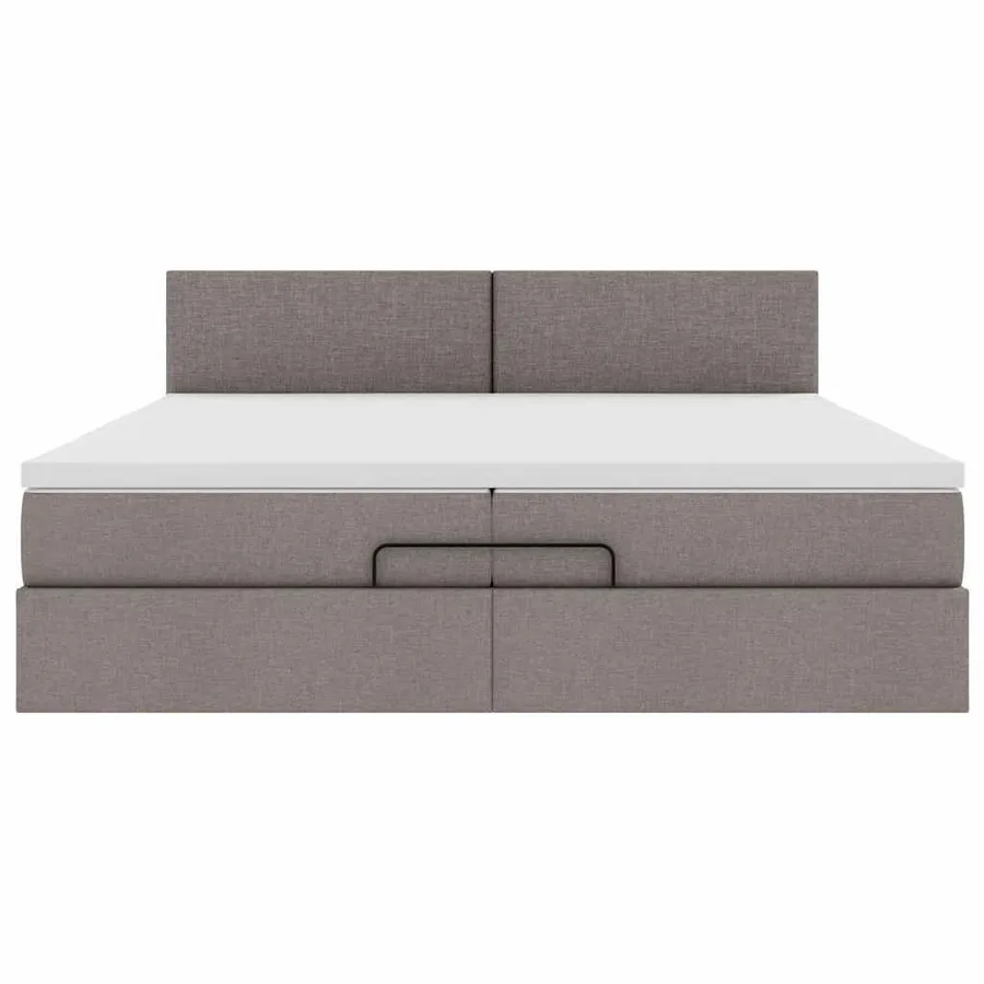 Cadre de lit ottoman avec matelas taupe 200x200 cm tissu - 7