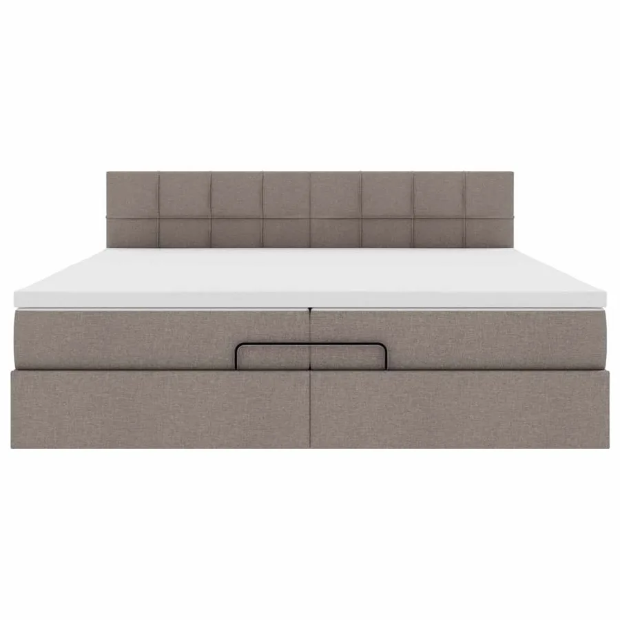 Cadre de lit ottoman avec matelas taupe 200x200cm tissu - 8