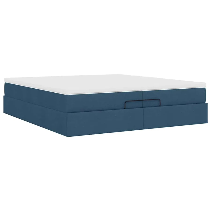 Cadre de lit ottoman avec matelas bleu 200x200cm tissu - 10