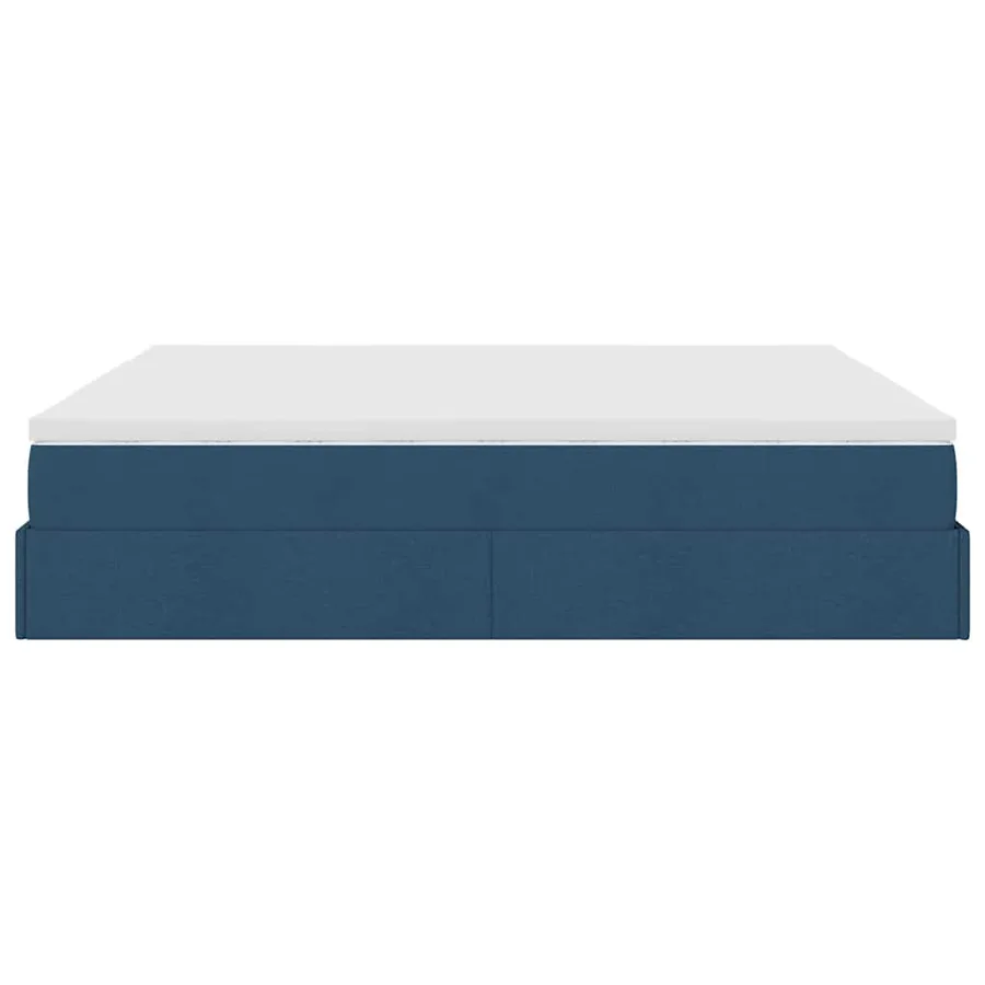 Cadre de lit ottoman avec matelas bleu 200x200cm tissu - 9
