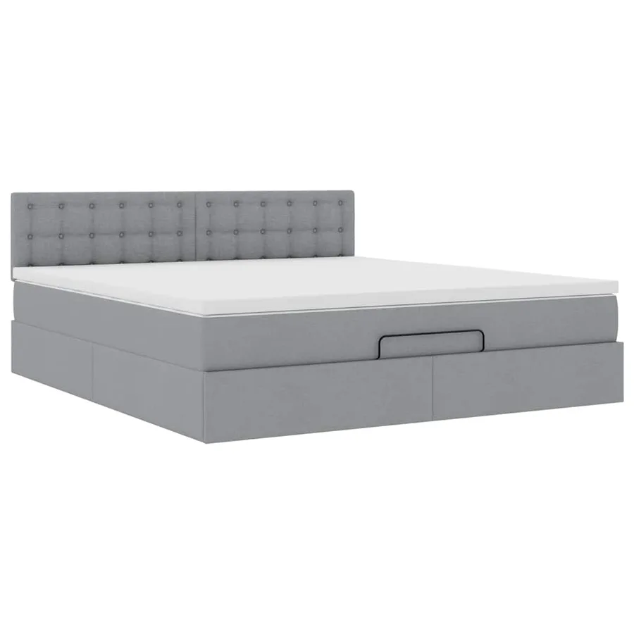 Lit ottoman avec matelas et LED Gris clair 180x200 cm tissu - 7